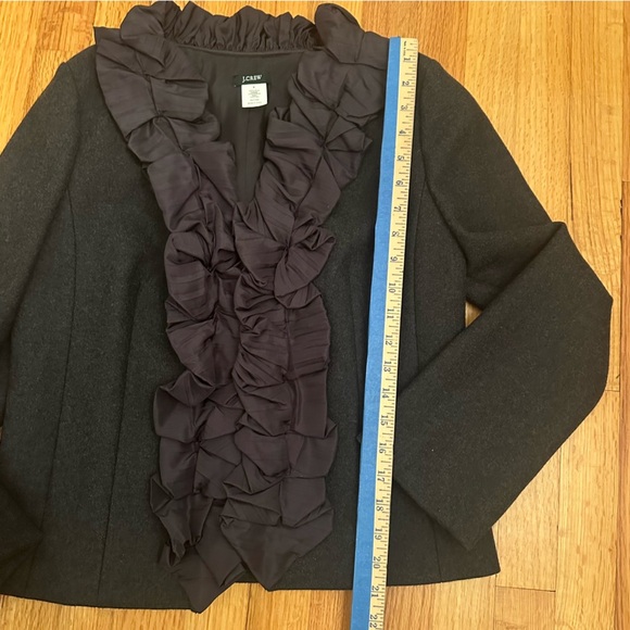 J Crew Chimera Ruffle Wool Jacket Blazer Gray size 8 - Picture 6 of 10